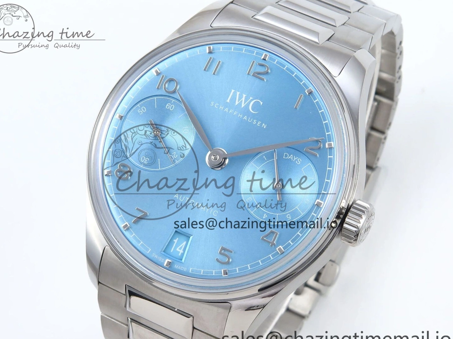 MIROTIME 0506 FashionForward Portugieser Auto IWC0562D APSF 1:1 Best Edition Light Blue Dial on SS Bracelet A 6994